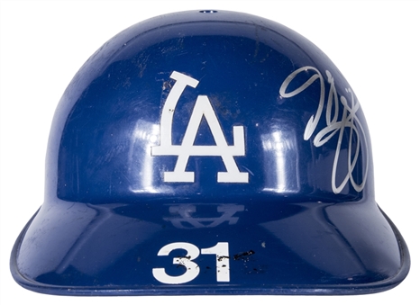 1992-97 Mike Piazza Game Used and Signed Los Angeles Dodgers Catchers Helmet (PSA/DNA & JT Sport)